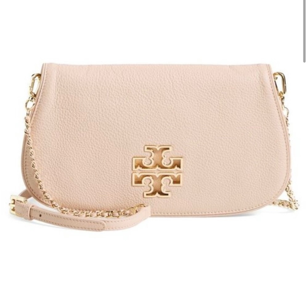 NEW Tory Burch Leather Cream Clutch Chain Crossbody Bag